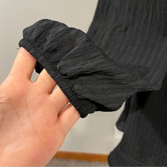 SO Elegant Black long sleeve fake Wrap mini Dress size medium - Picture 4 of 13